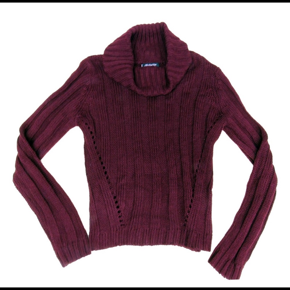 NWT Burgundy Rib-Knit Cowl Neck Sweater Juniors
